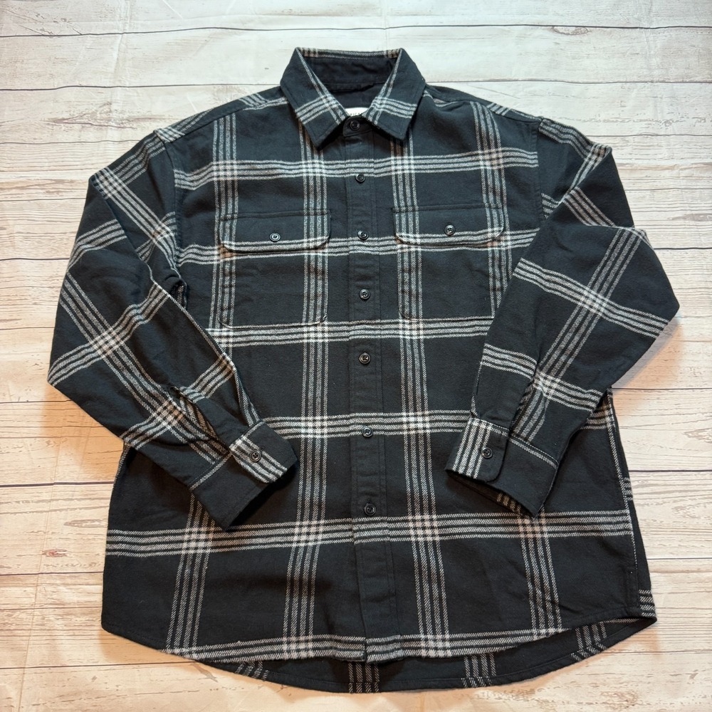 NWT American Eagle Flannel Casual Long Sleeve Button Up Shirt Black Men's Size S
